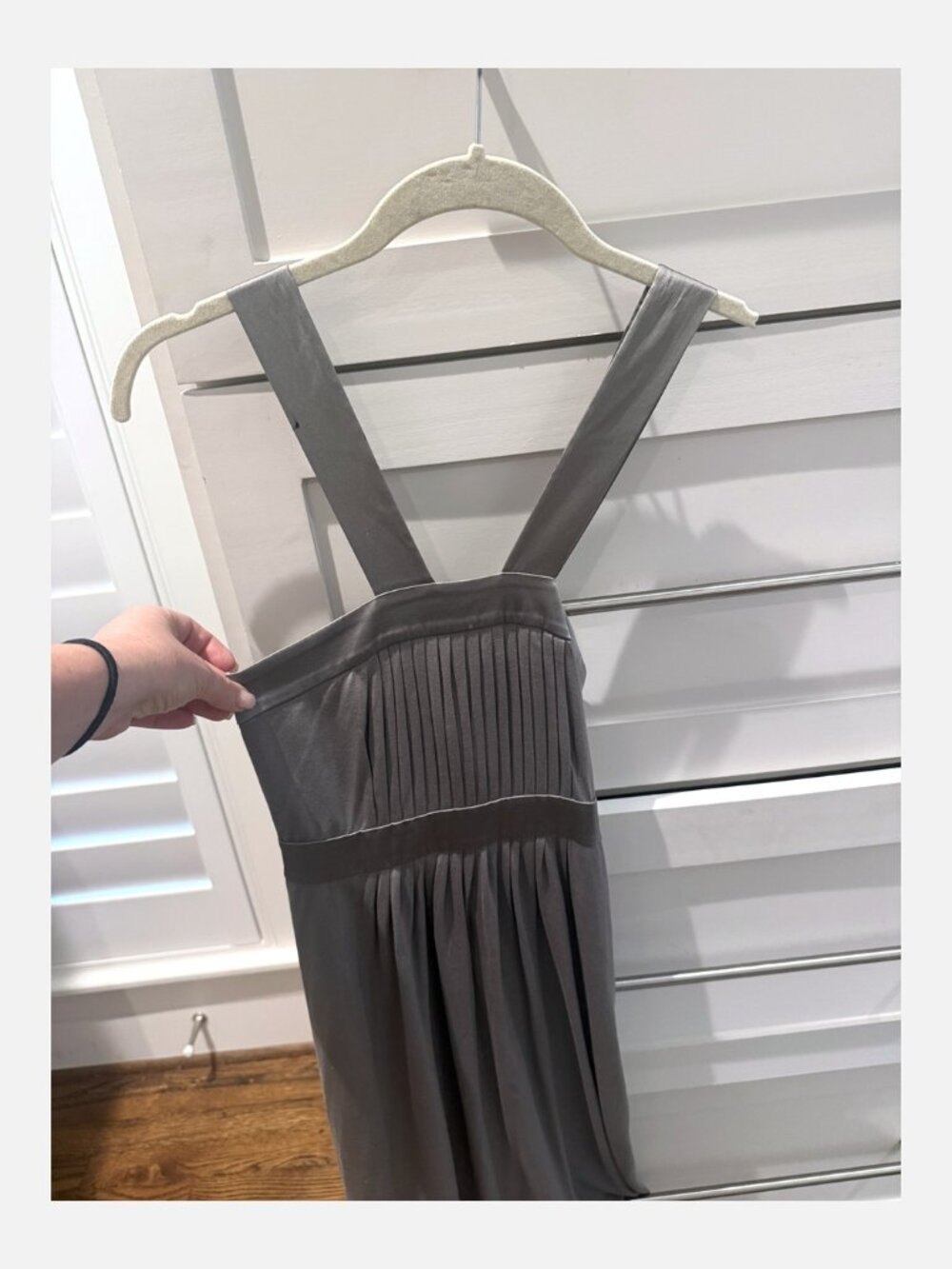 Banana Republic Silk Pleated Cross Back Dress Gray Size 10 Petite
